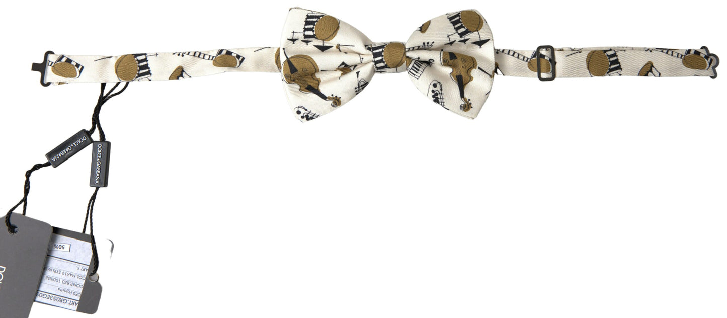 Dolce & gabbana beige silk musical bow tie