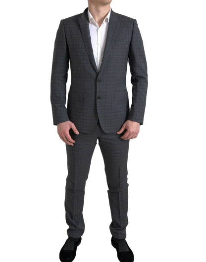 Dolce & gabbana grey checkered slim fit suit