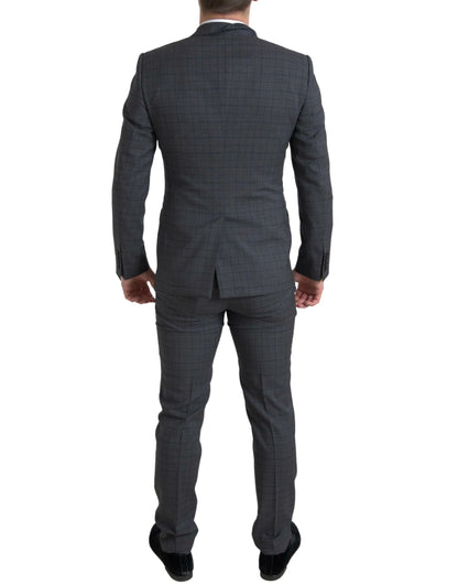 Dolce & gabbana grey checkered slim fit suit