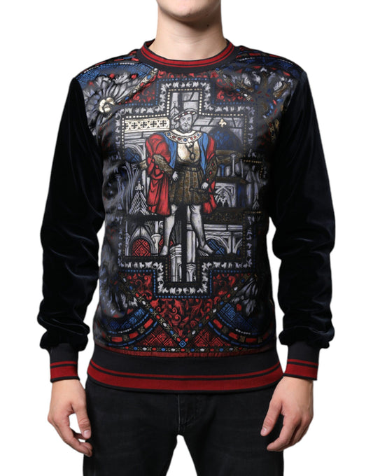 Suéter tipo sudadera con cuello redondo y estampado de jacquard multicolor de Dolce &amp; Gabbana