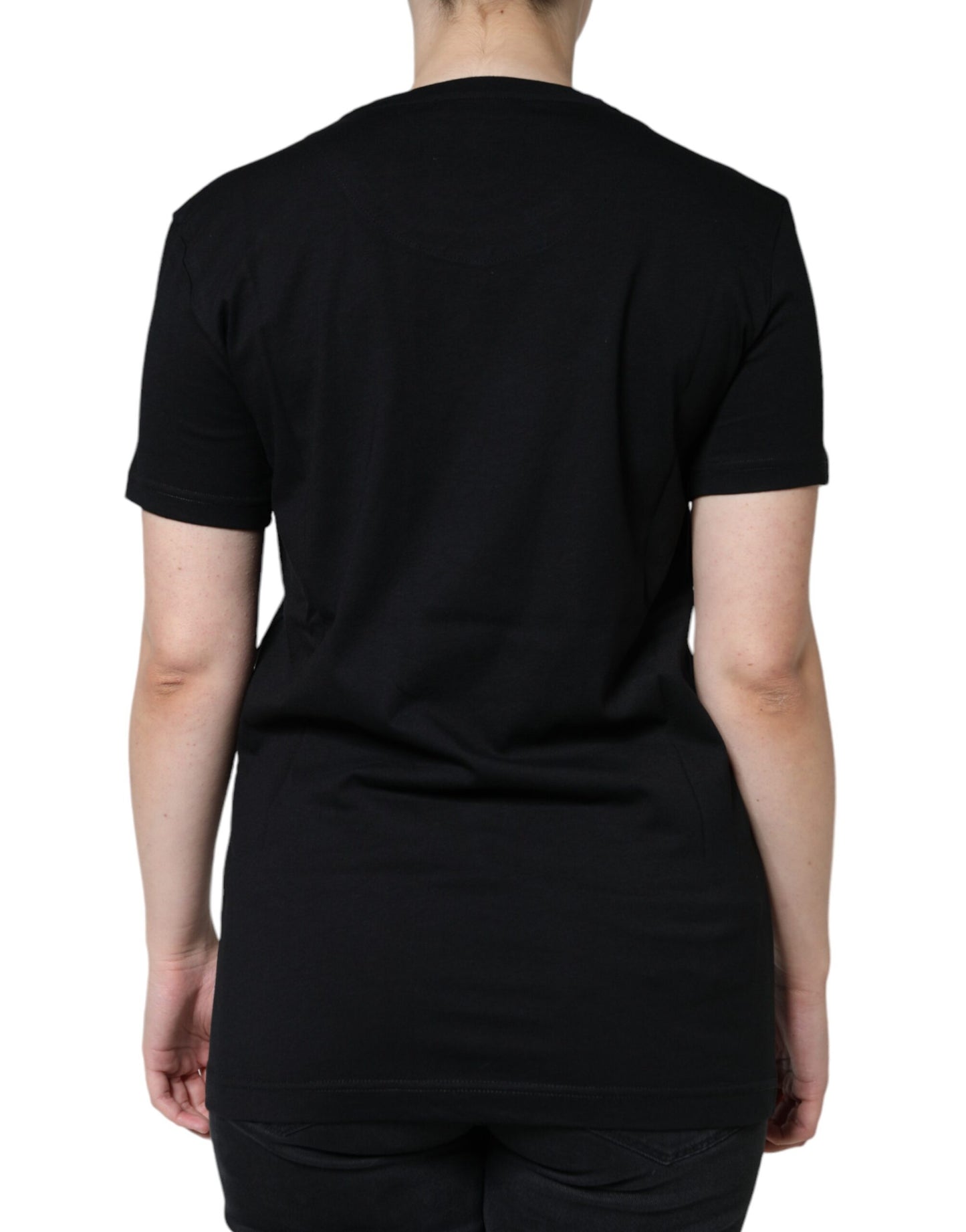 Dolce & Gabbana Black Cotton Crew Neck Short Sleeve T-shirt