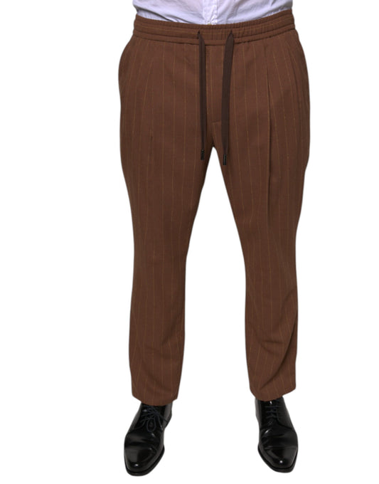 Pantalones de vestir ajustados con rayas marrones de Dolce &amp; Gabbana para hombre