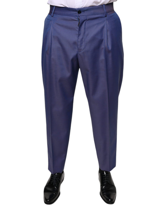 Pantalones formales ajustados de lana azul de Dolce &amp; Gabbana