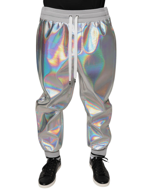 Pantalones deportivos para hombre Dolce &amp; Gabbana con efecto iridiscente plateado