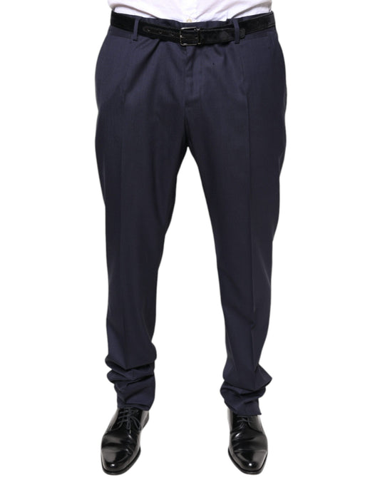 Pantalones de vestir formales ajustados de lana azul de Dolce &amp; Gabbana