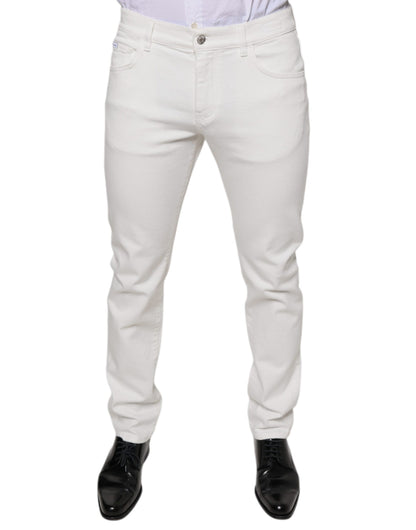 Vaqueros ajustados de algodón blanco Dolce &amp; Gabbana para hombre