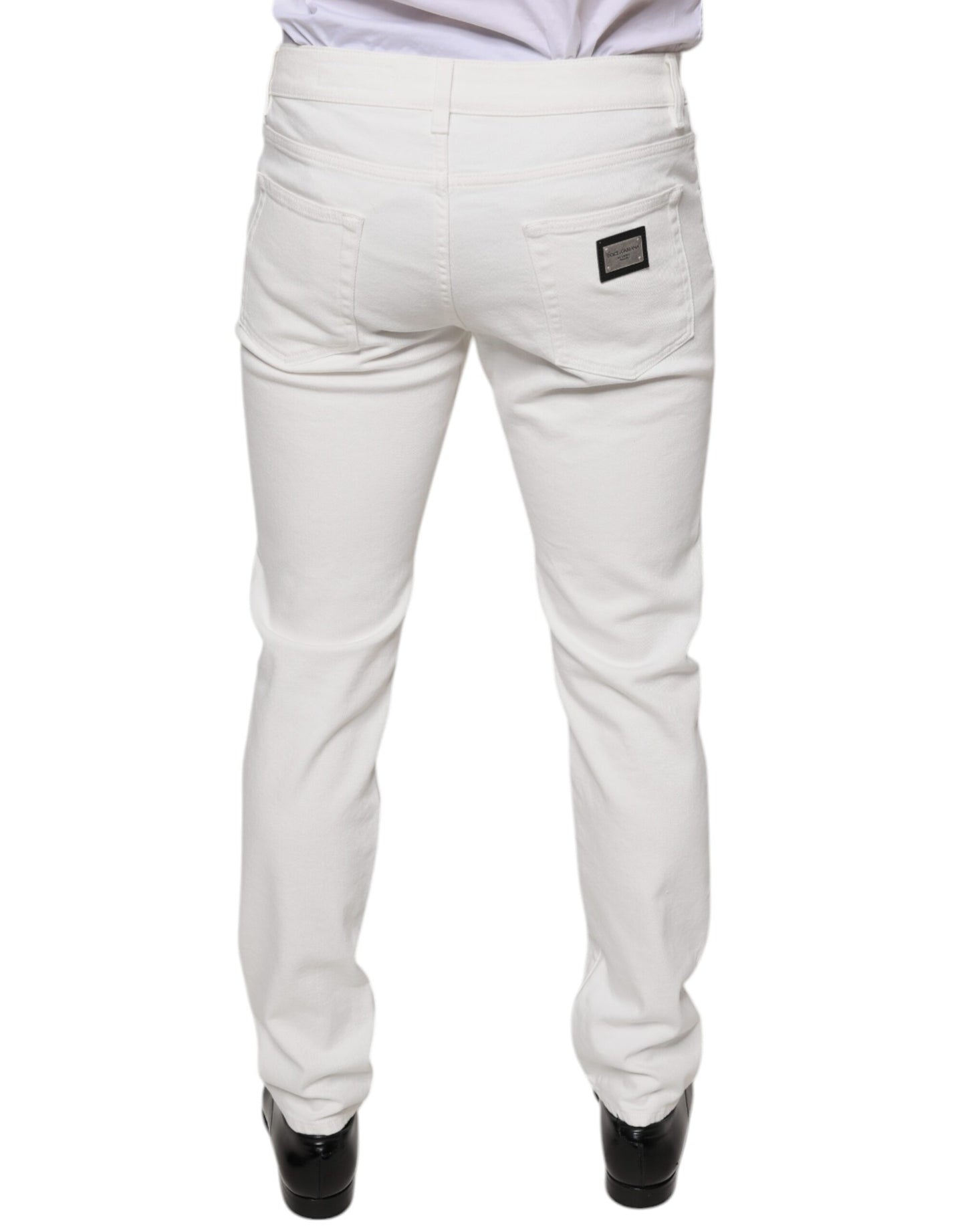 Vaqueros ajustados de algodón blanco Dolce &amp; Gabbana para hombre