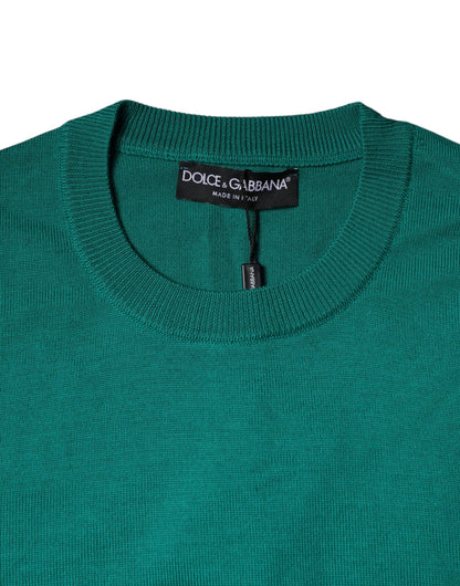 Pull ras du cou en laine verte Dolce &amp; Gabbana