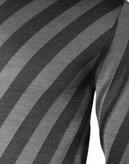 Pull col rond à manches longues et rayures grises Dolce &amp; Gabbana
