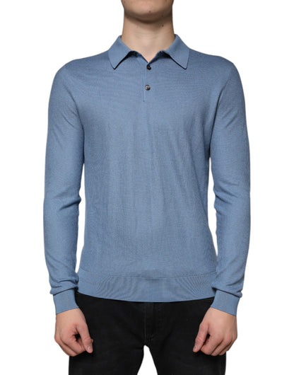 Pull col roulé en soie bleu ciel Dolce &amp; Gabbana pour homme