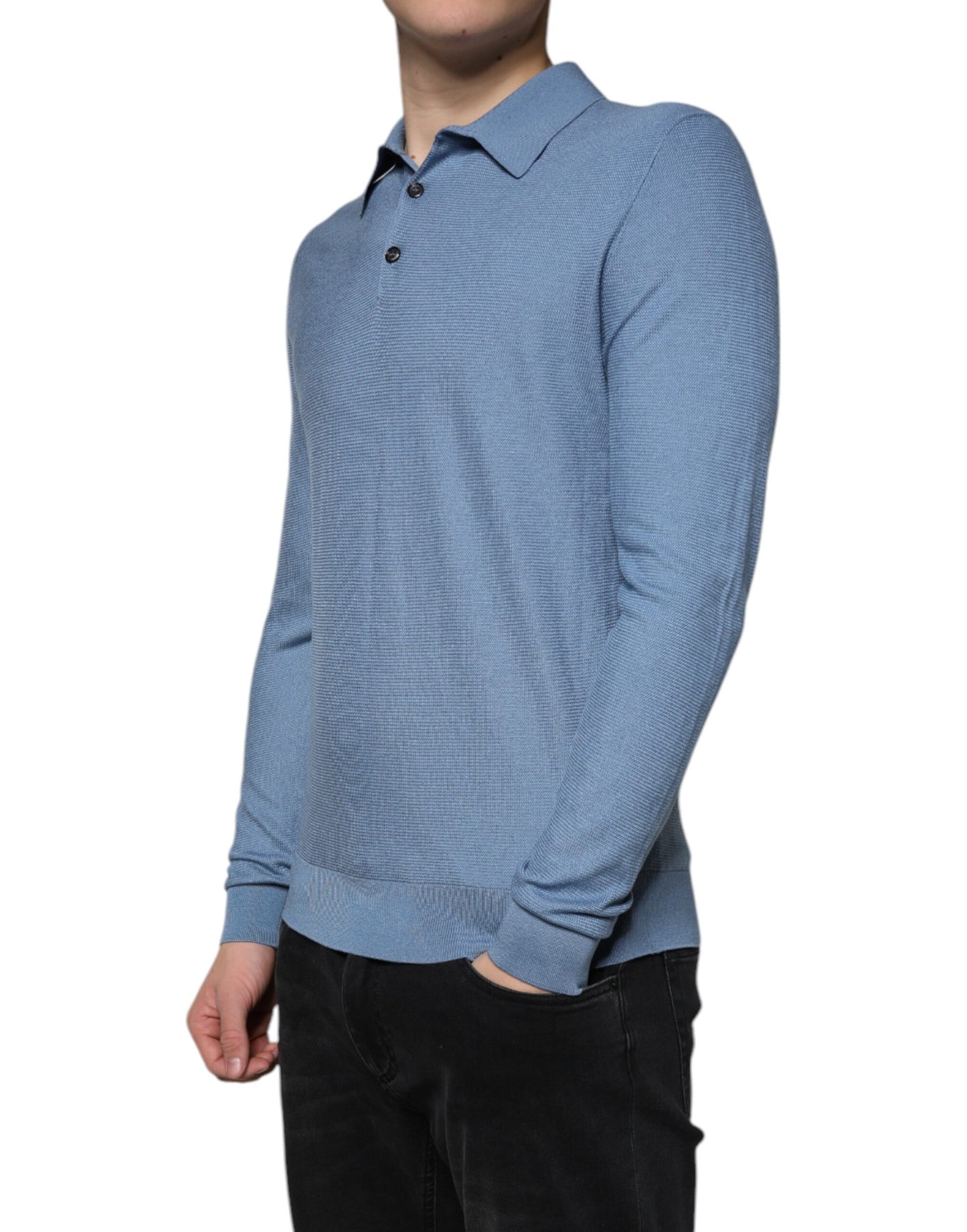 Pull col roulé en soie bleu ciel Dolce &amp; Gabbana pour homme