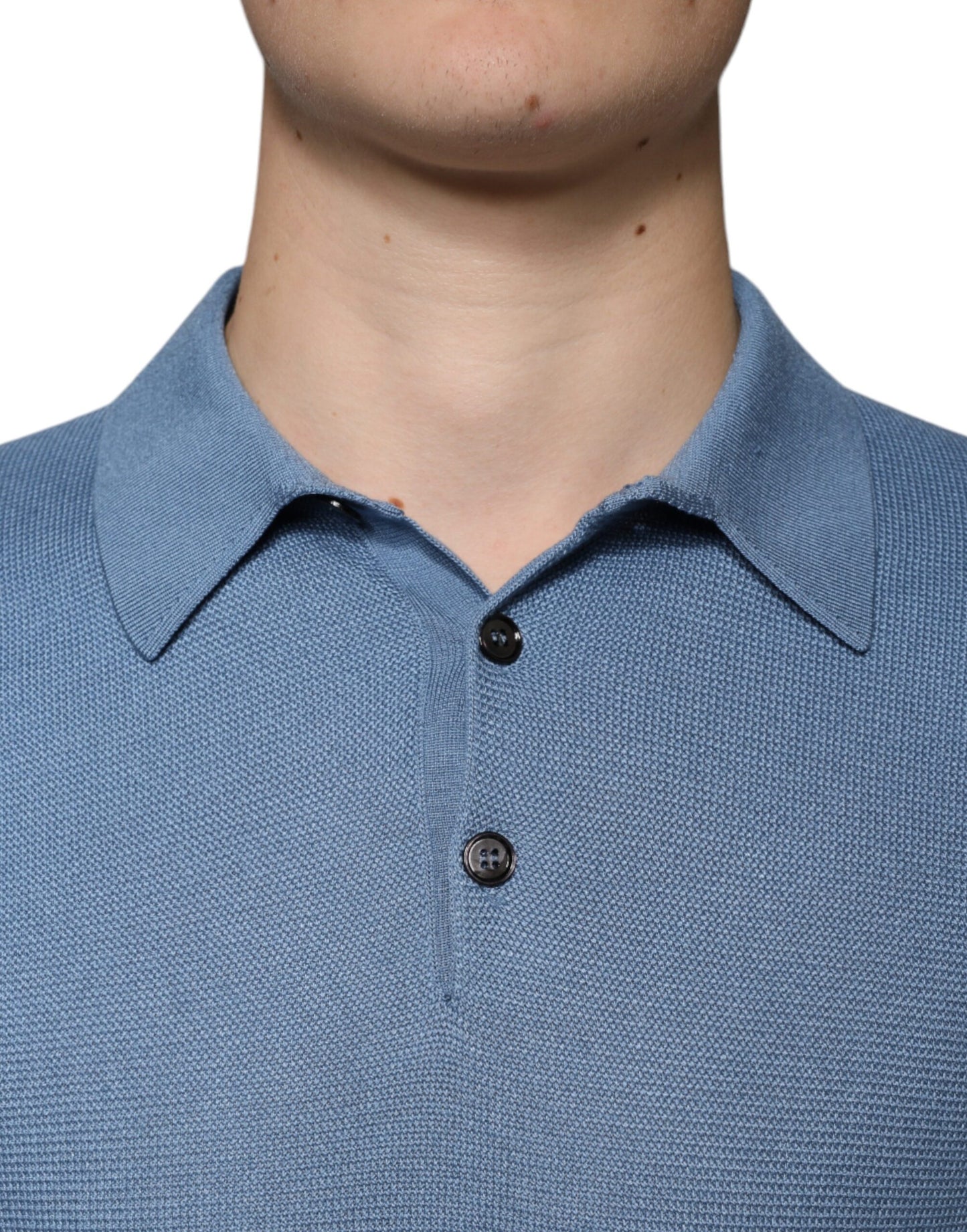 Pull col roulé en soie bleu ciel Dolce &amp; Gabbana pour homme