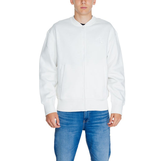 Calvin Klein Jeans White Recycled Cotton Sweatshirt