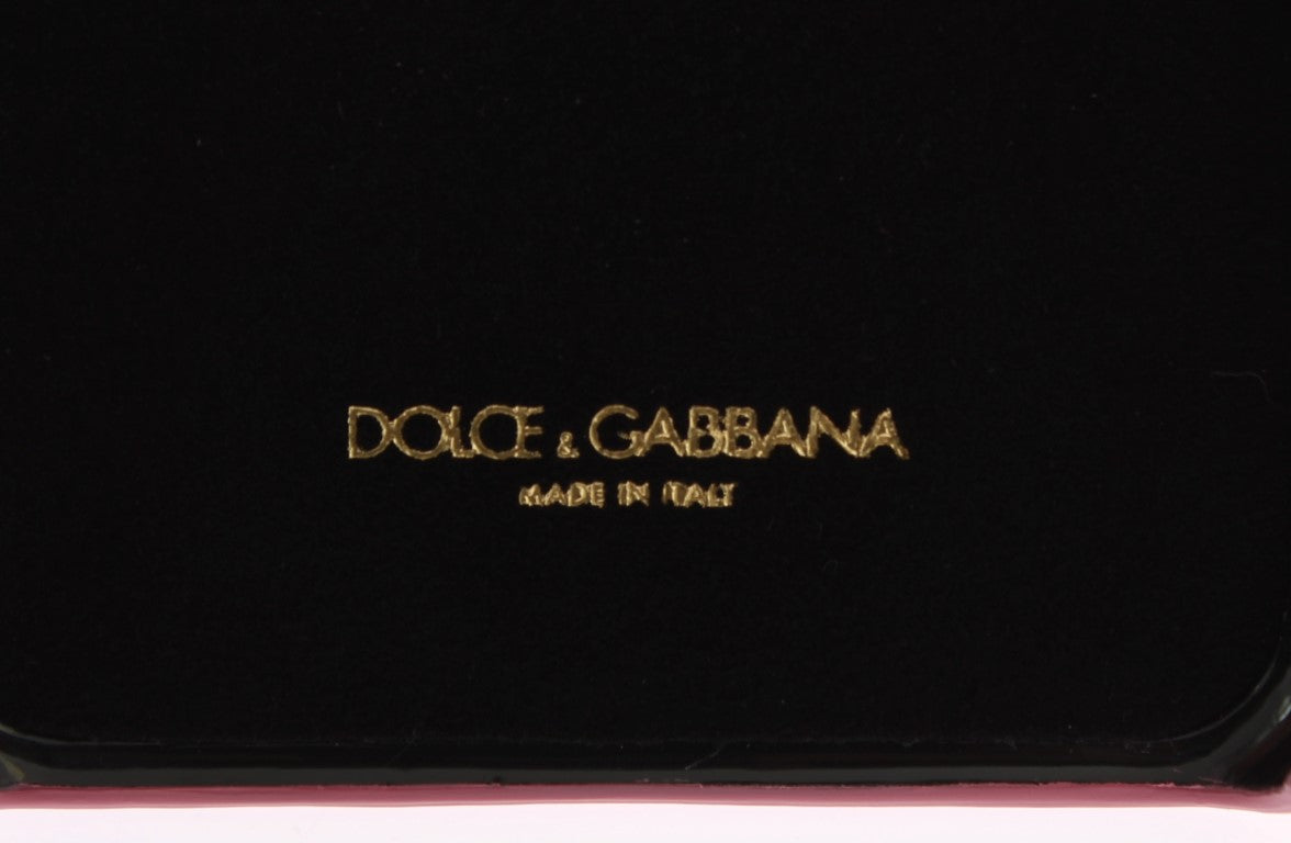 Housse de téléphone à ornement cœur en cuir rose Dolce &amp; gabbana