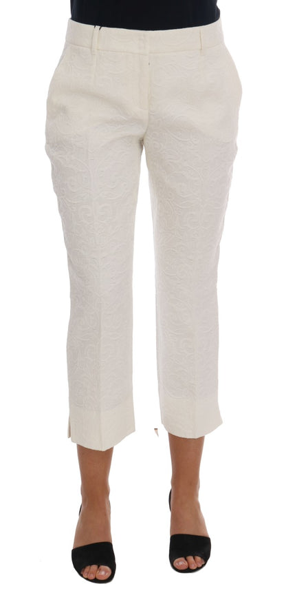 Pantalon capri blanc Dolce &amp; gabbana - mélange de coton et de soie