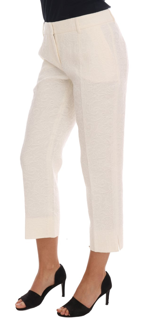 Pantalon capri blanc Dolce &amp; gabbana - mélange de coton et de soie