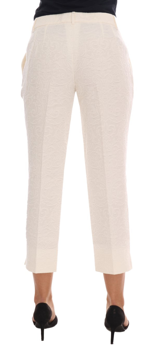 Pantalon capri blanc Dolce &amp; gabbana - mélange de coton et de soie