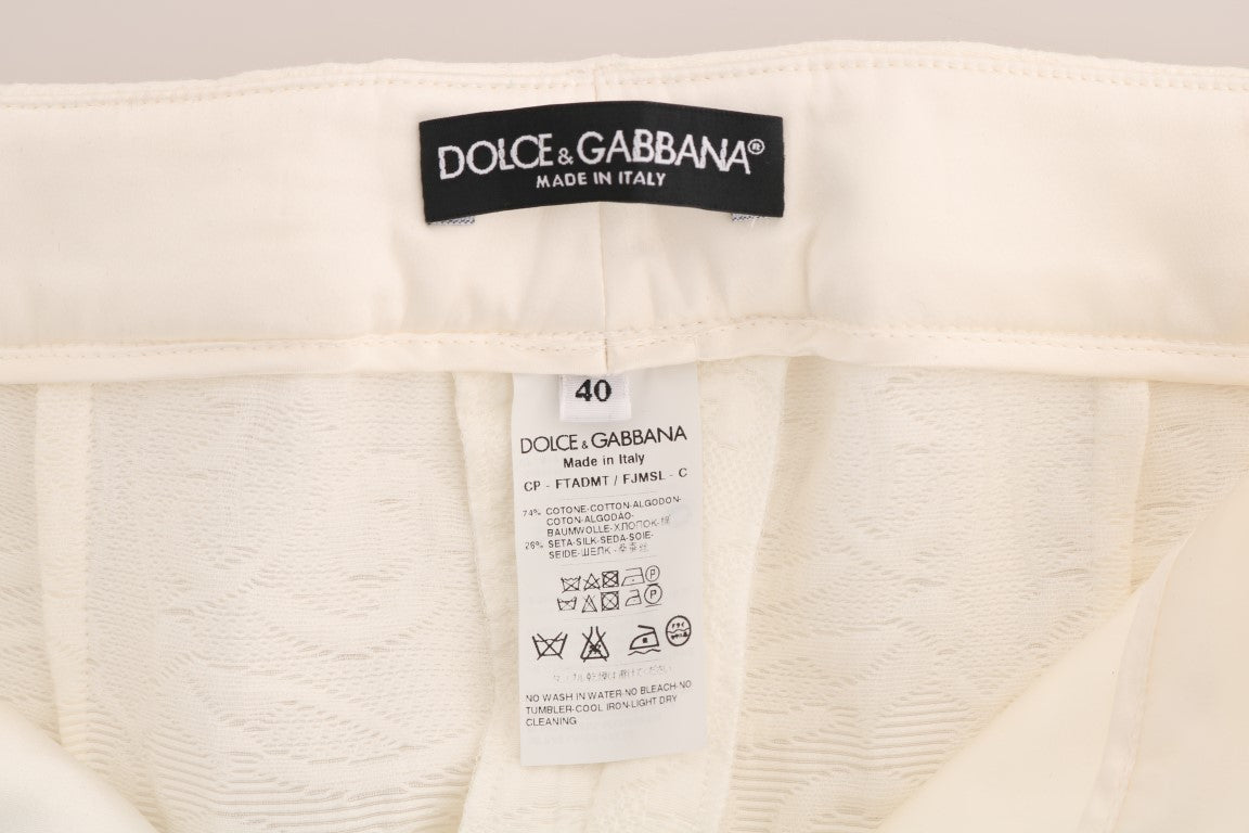 Pantalon capri blanc Dolce &amp; gabbana - mélange de coton et de soie