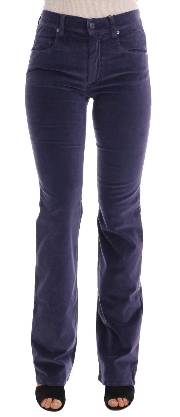 Ermanno scervino pantalon évasé bootcut en velours côtelé violet