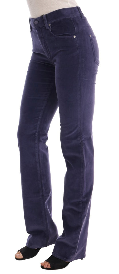 Ermanno scervino pantalon évasé bootcut en velours côtelé violet