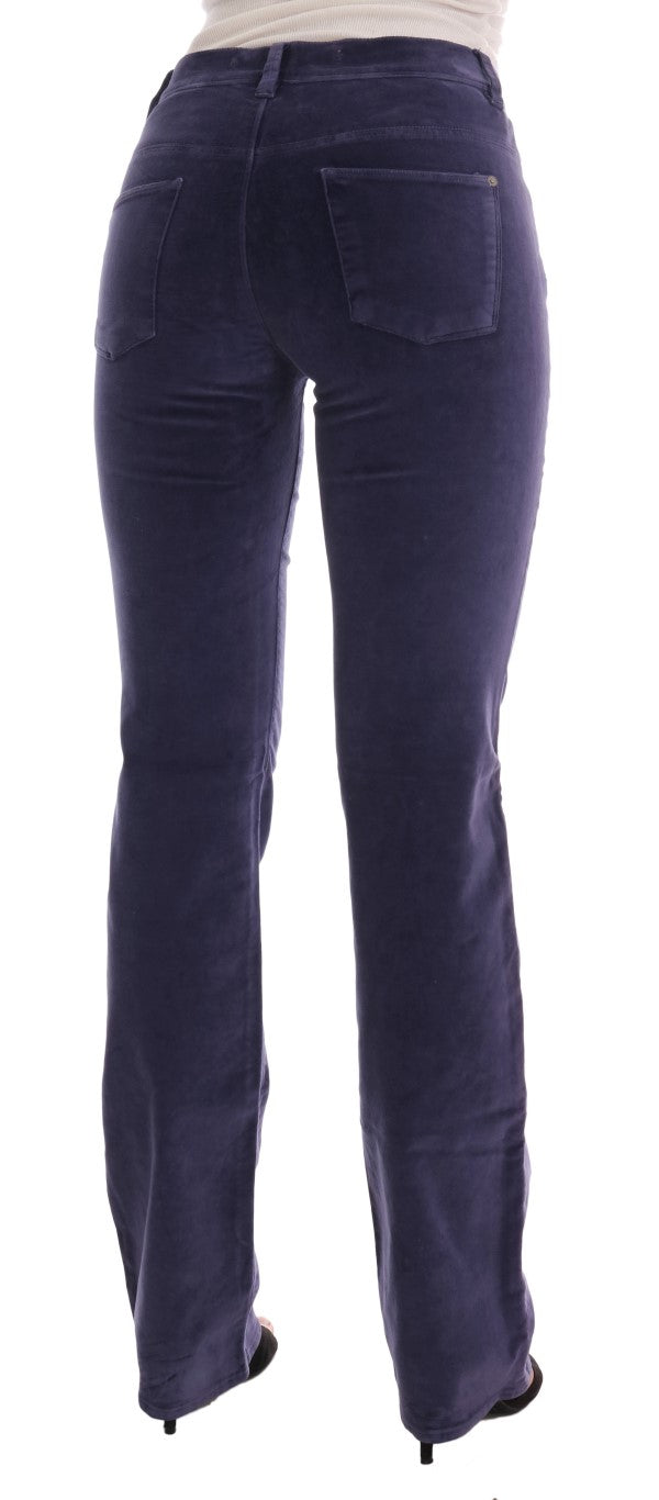 Ermanno scervino pantalon évasé bootcut en velours côtelé violet