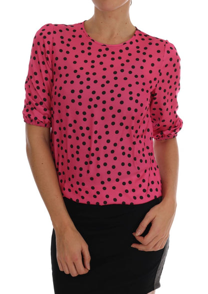 Blouse en soie à pois rose Dolce &amp; gabbana