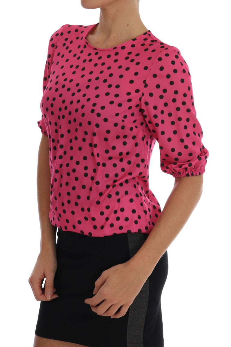 Blouse en soie à pois rose Dolce &amp; gabbana