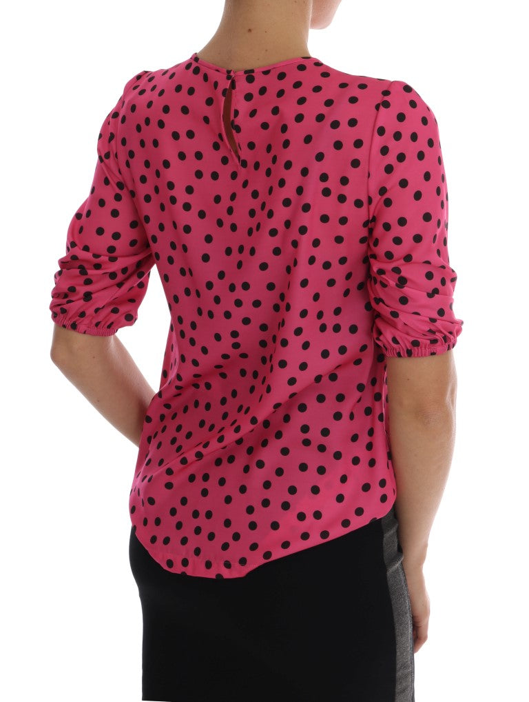 Blouse en soie à pois rose Dolce &amp; gabbana