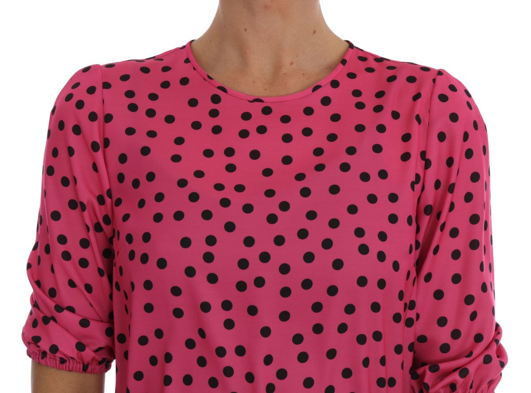 Blouse en soie à pois rose Dolce &amp; gabbana