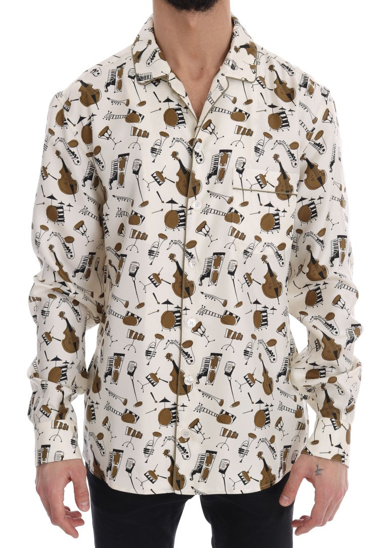 Chemise décontractée pour homme en soie exclusive Dolce &amp; gabbana - motif jazz