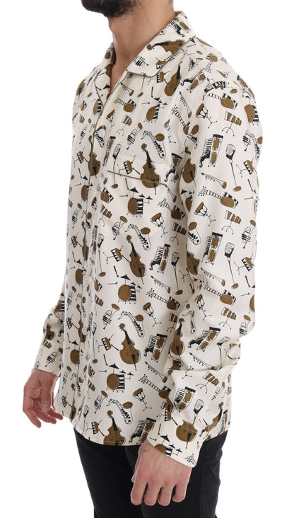 Chemise décontractée pour homme en soie exclusive Dolce &amp; gabbana - motif jazz