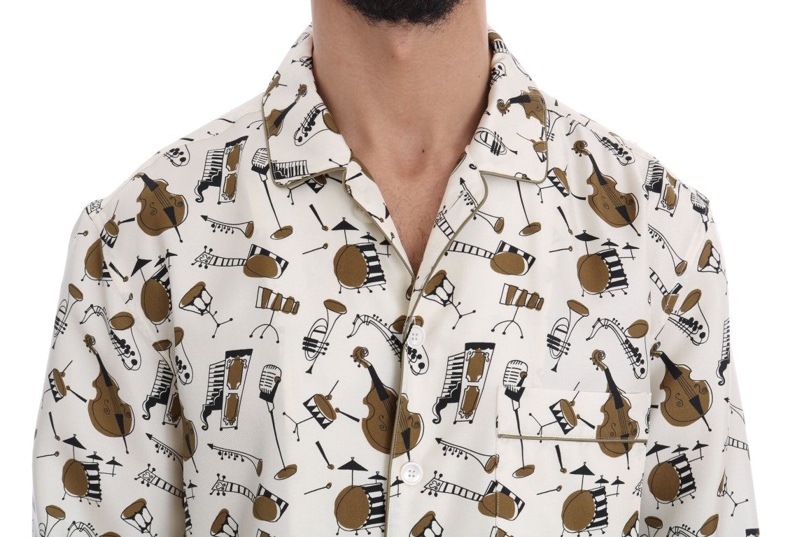 Chemise décontractée pour homme en soie exclusive Dolce &amp; gabbana - motif jazz