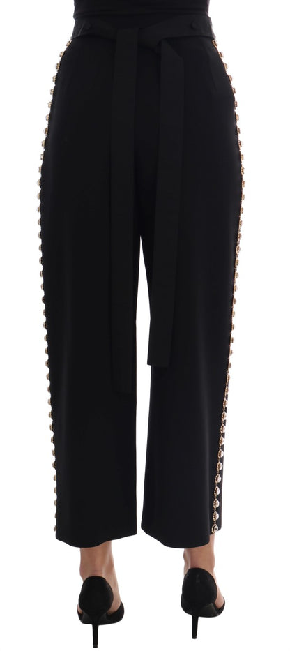 Dolce &amp; gabbana pantalon cheville taille haute avec détails dorés