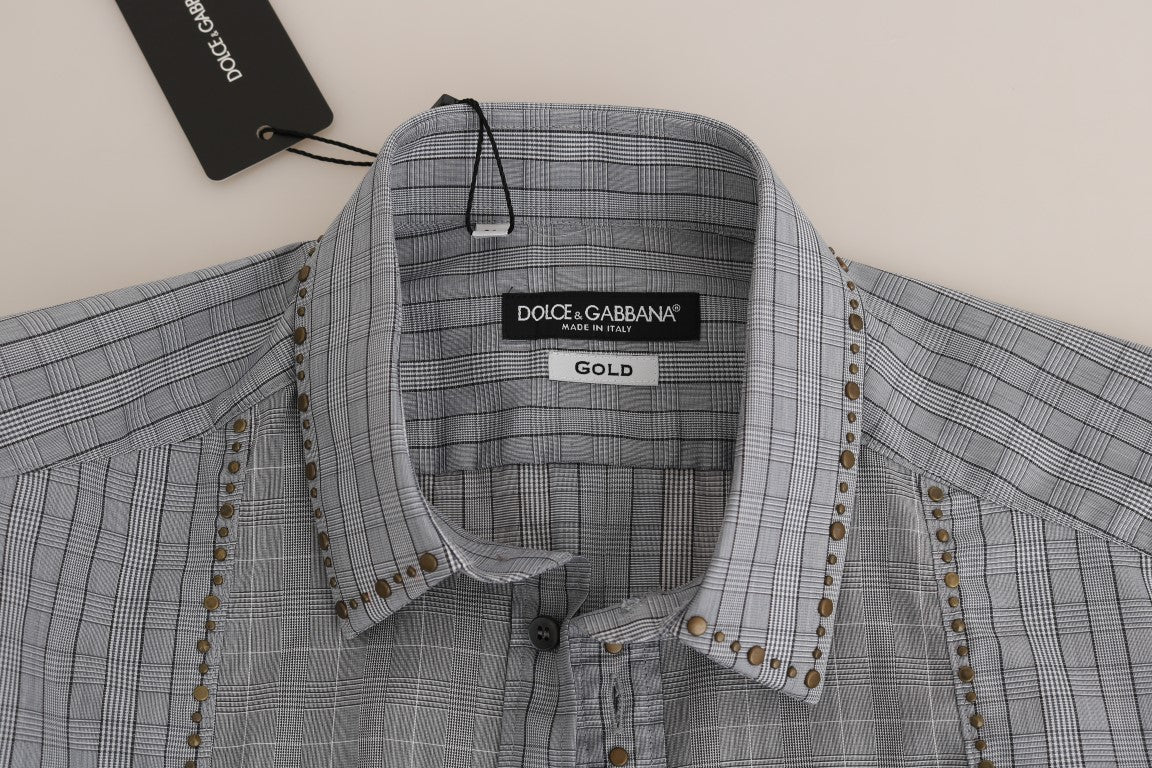 Dolce &amp; gabbana chemise décontractée coupe slim à carreaux gris