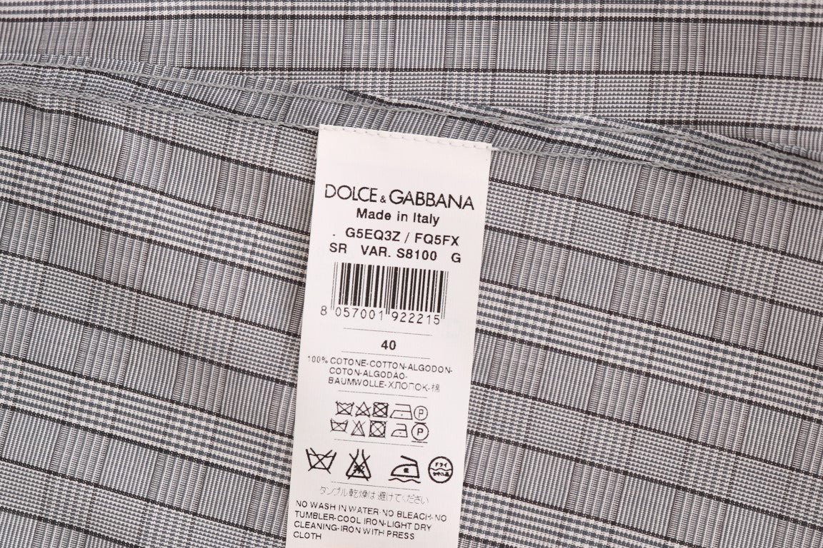 Dolce &amp; gabbana chemise décontractée coupe slim à carreaux gris