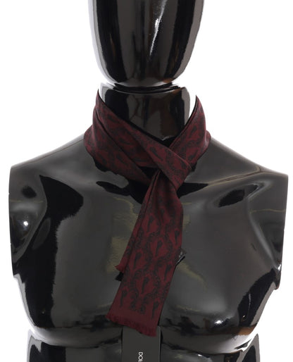 Écharpe homme en soie Dolce &amp; Gabbana avec imprimé couronne bordeaux et piment