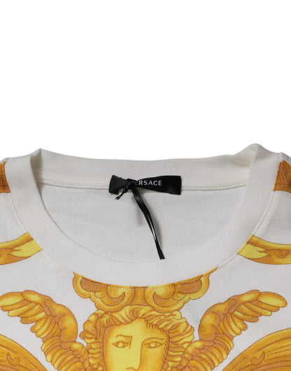 T-shirt ras du cou en coton blanc à imprimé Medusa Versace