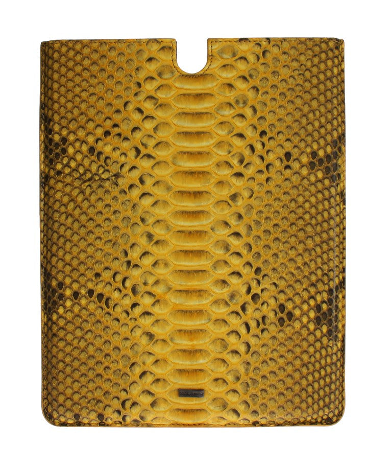 Dolce &amp; Gabbana - Étui élégant pour tablette en peau de serpent en python - Jaune