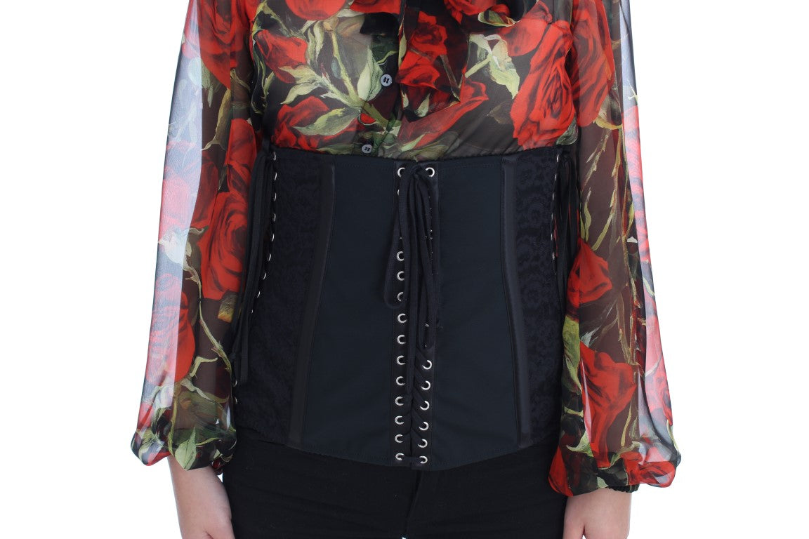 Ceinture corset en brocart fleuri noir Dolce &amp; gabbana