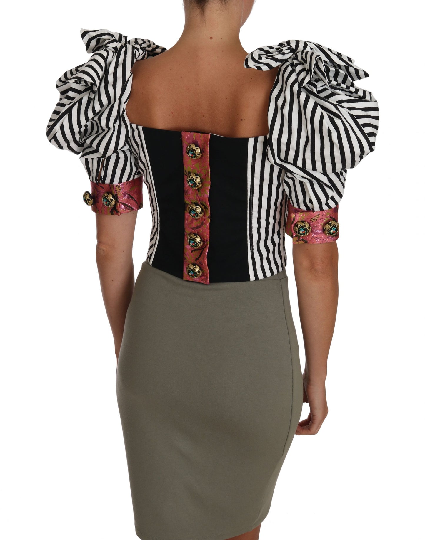 Dolce &amp; gabbana - Haut corset court avec boutons en cristal