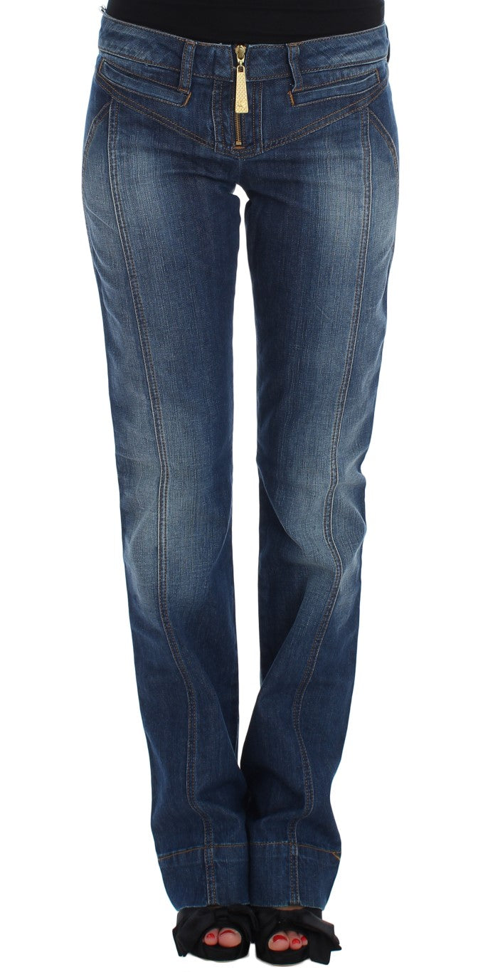 Cavalli Chic Denim con corte de bota y lavado azul