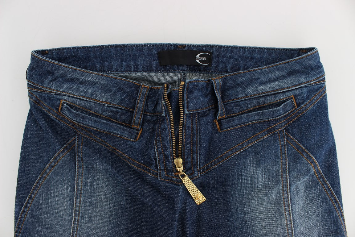 Cavalli Chic Denim con corte de bota y lavado azul