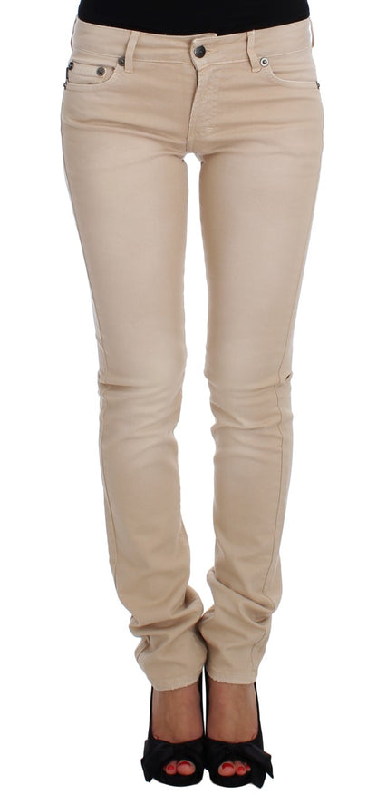 Jean slim stretch en coton beige Cavalli