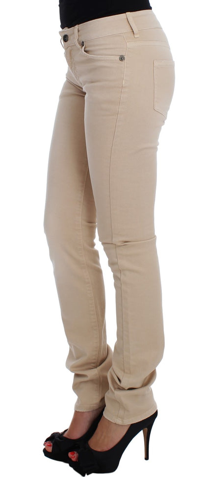 Jean slim stretch en coton beige Cavalli