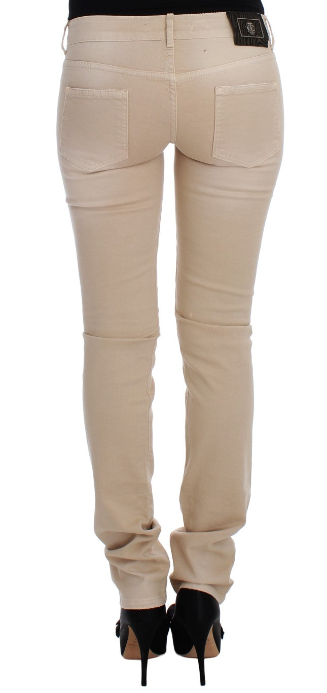 Jean slim stretch en coton beige Cavalli