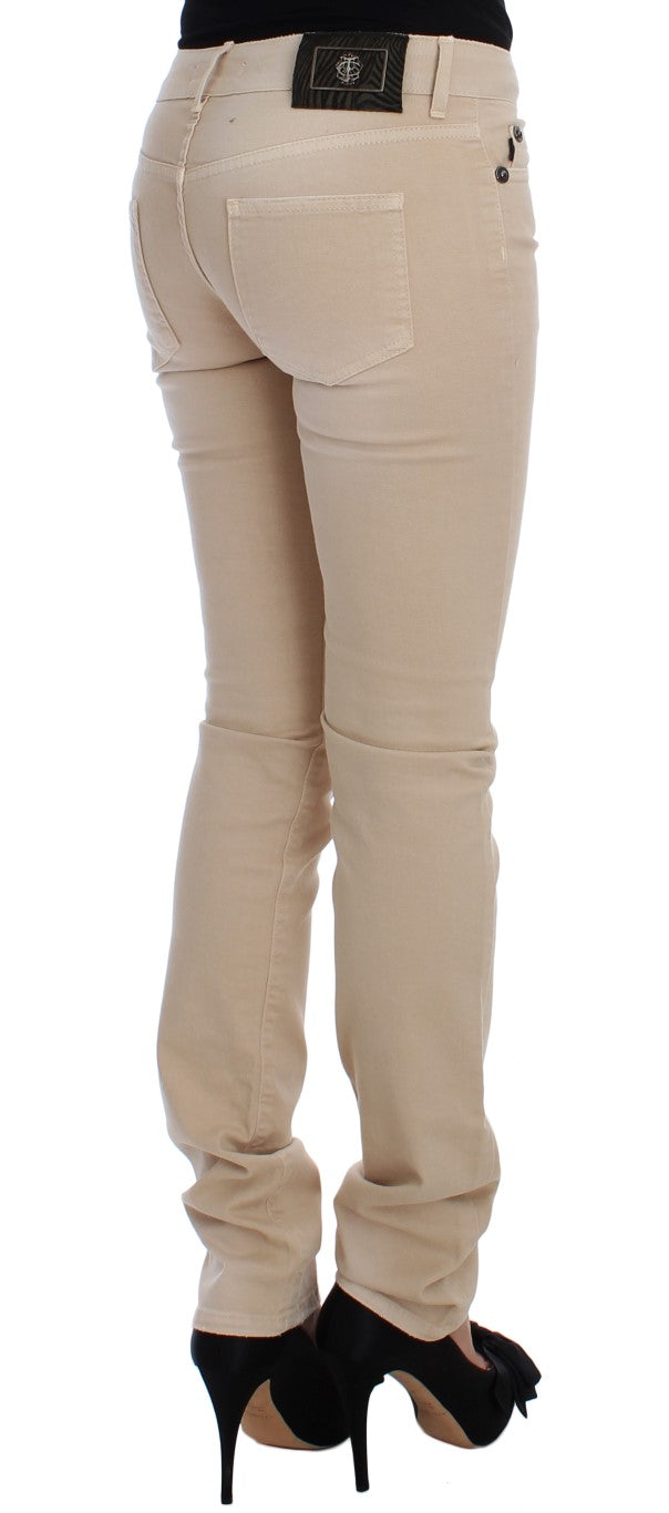 Jean slim stretch en coton beige Cavalli