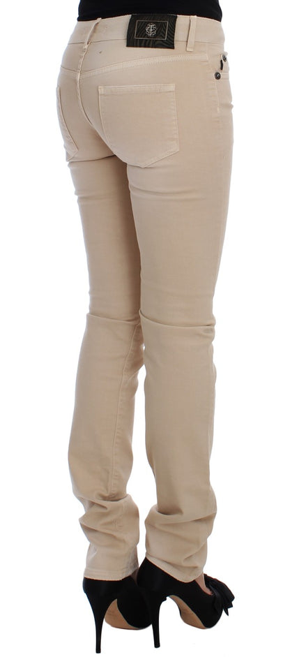 Jean slim stretch en coton beige Cavalli