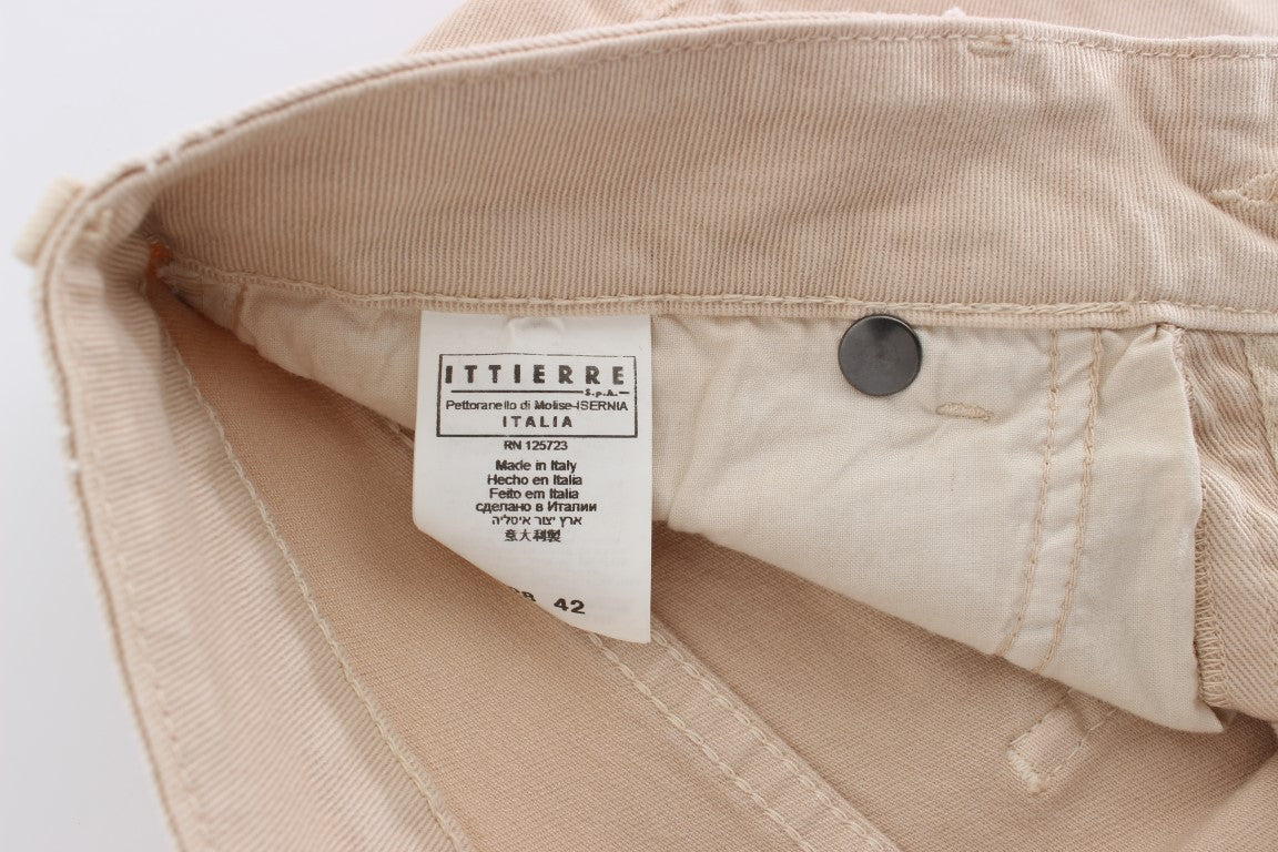 Cavalli Vaqueros ajustados elásticos de algodón beige