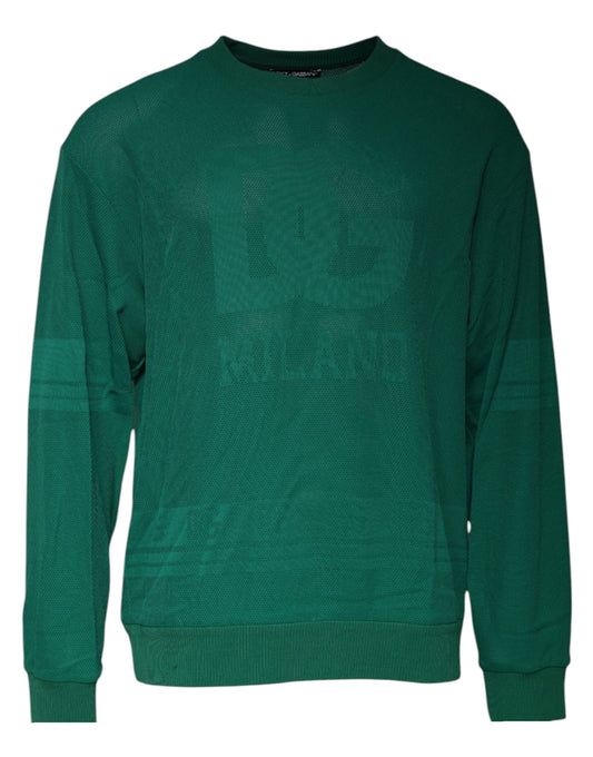 Suéter de cuello redondo de nailon con logotipo verde de Dolce &amp; Gabbana