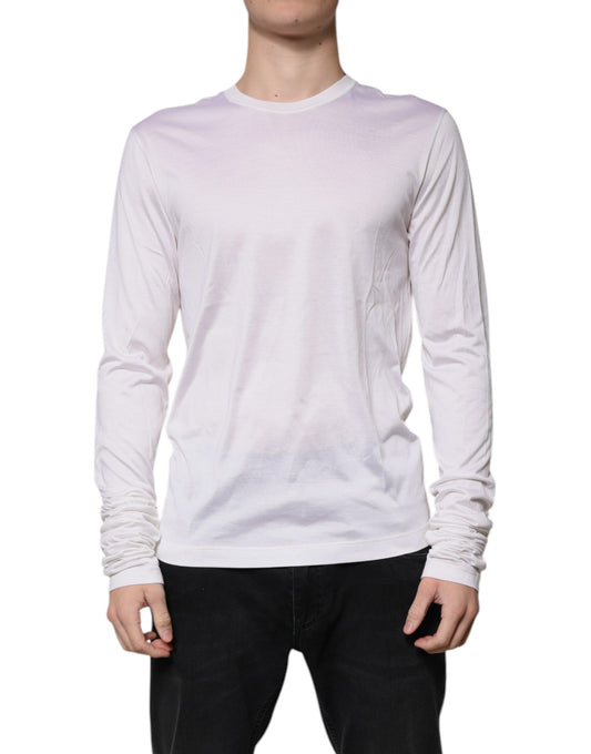 Suéter de cuello redondo de seda blanca para hombre de Dolce &amp; Gabbana